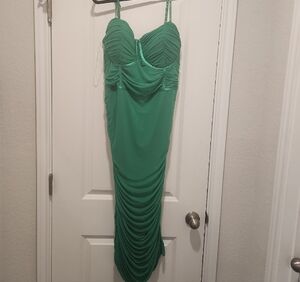 Elegant Green Ruched Dress
